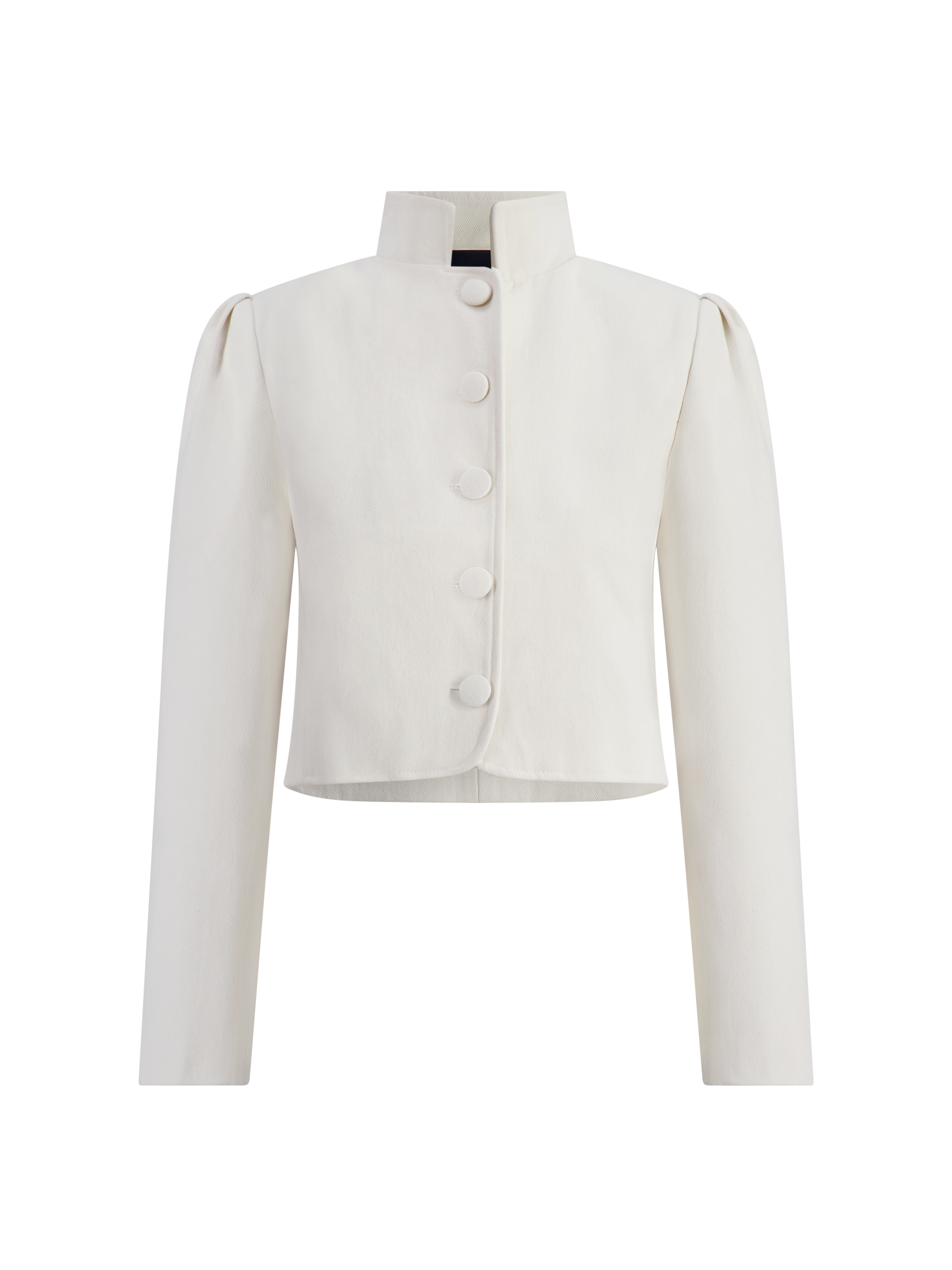 White Puff-Sleeve Denim Jacket