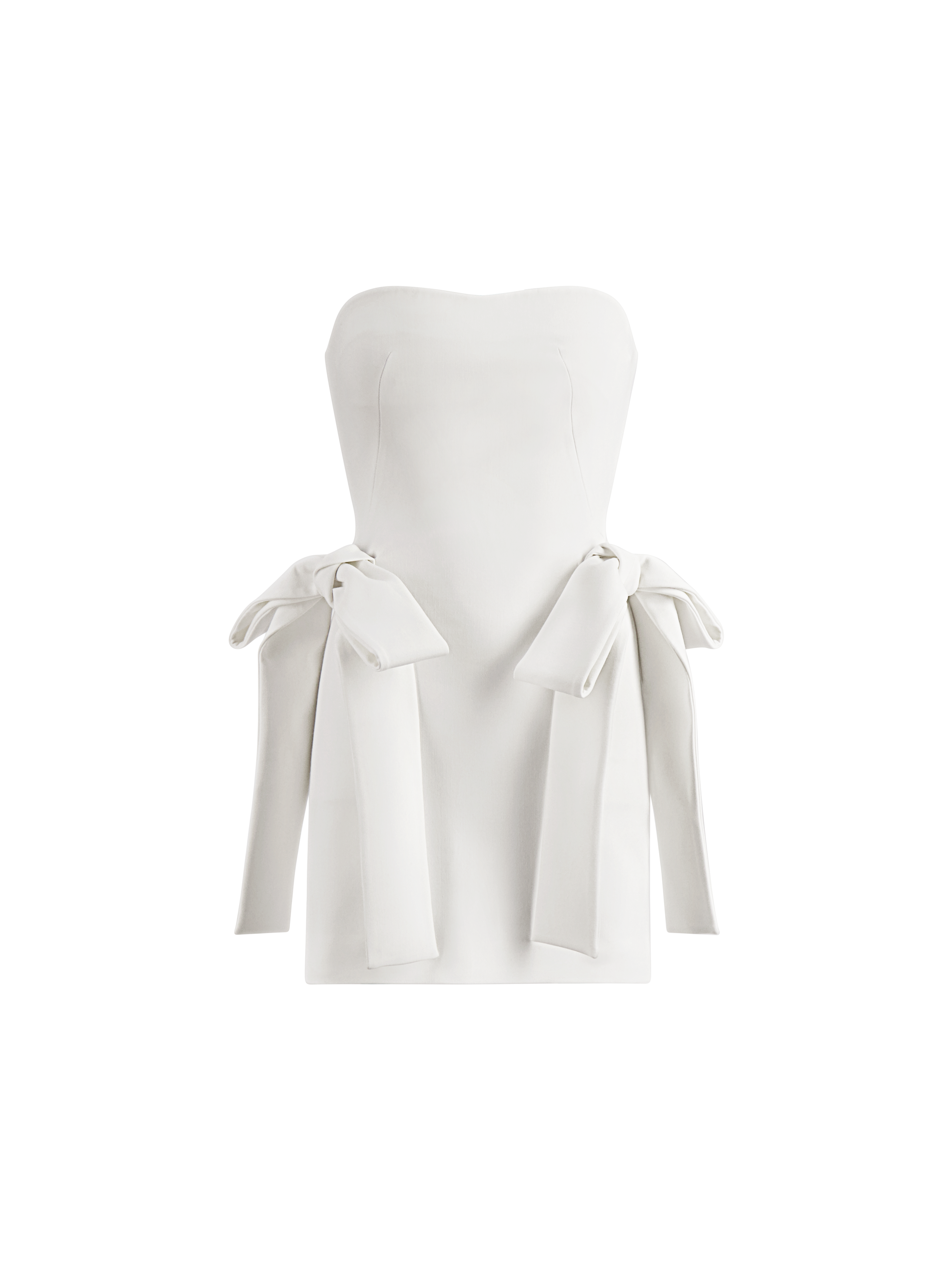 The Double Bow Strapless Mini Dress | White