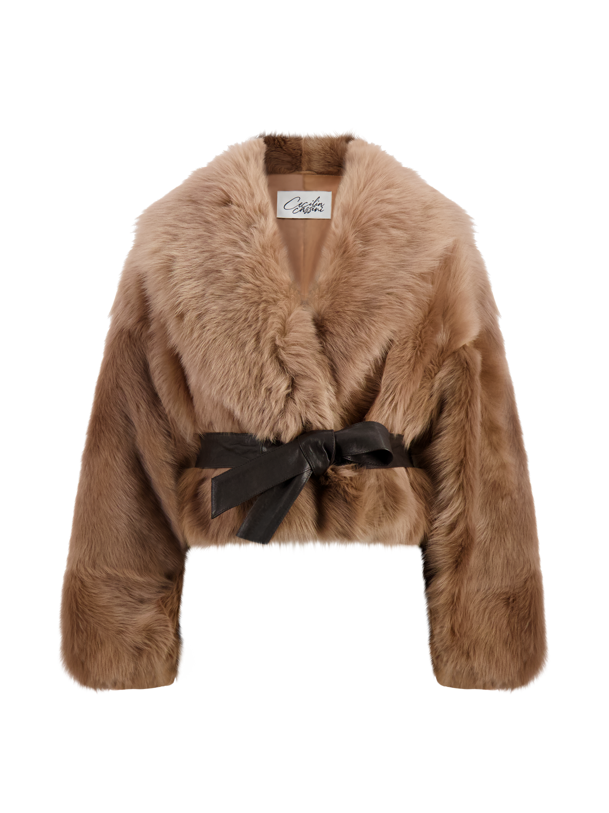 Short Belted Camel Fur Jacket