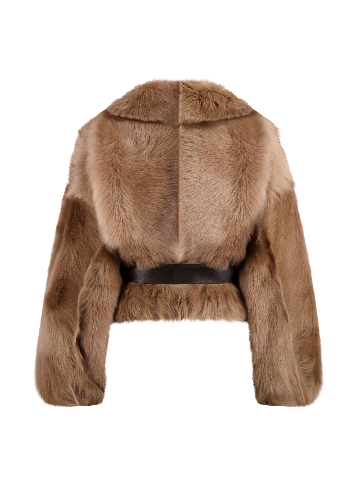 Short Belted Camel Fur Jacket