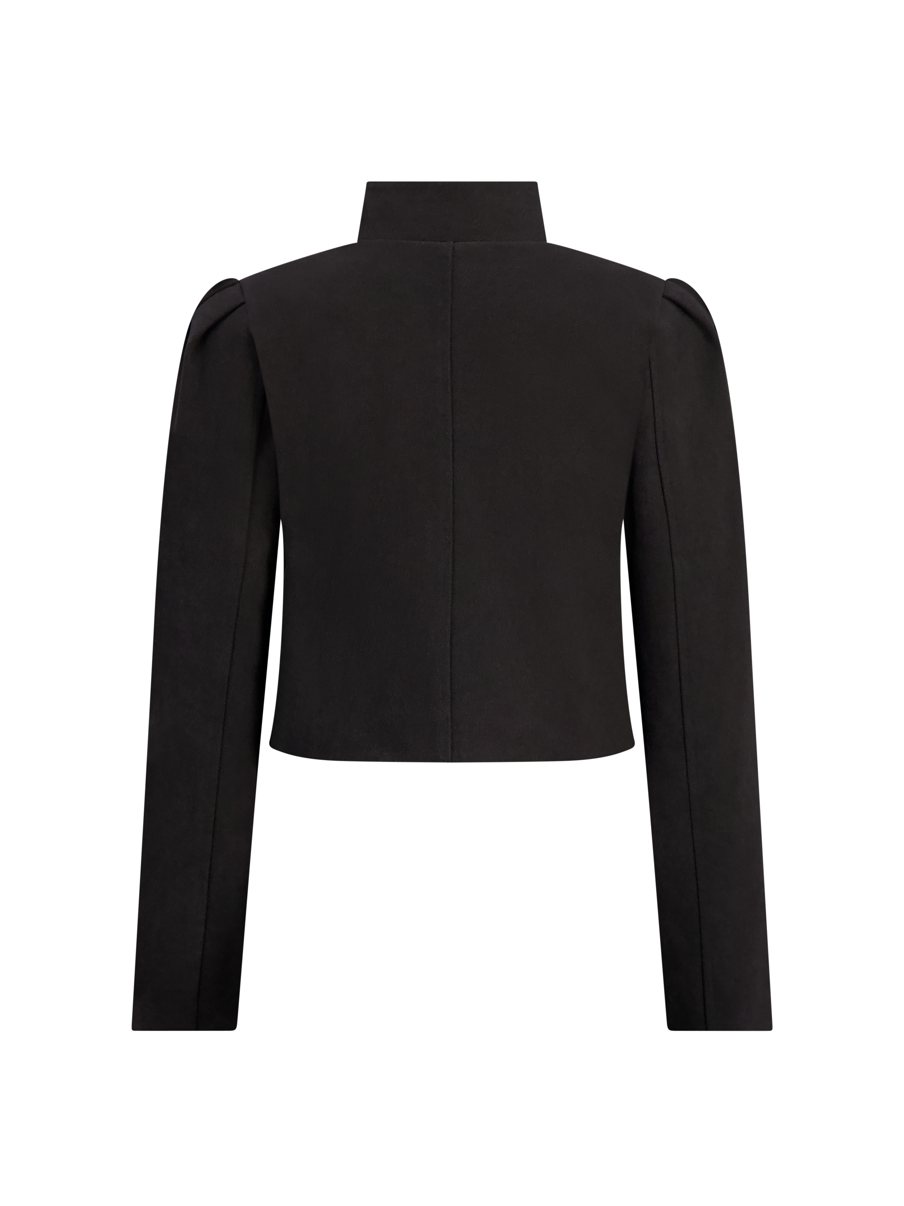 Black Puff-Sleeve Denim Jacket