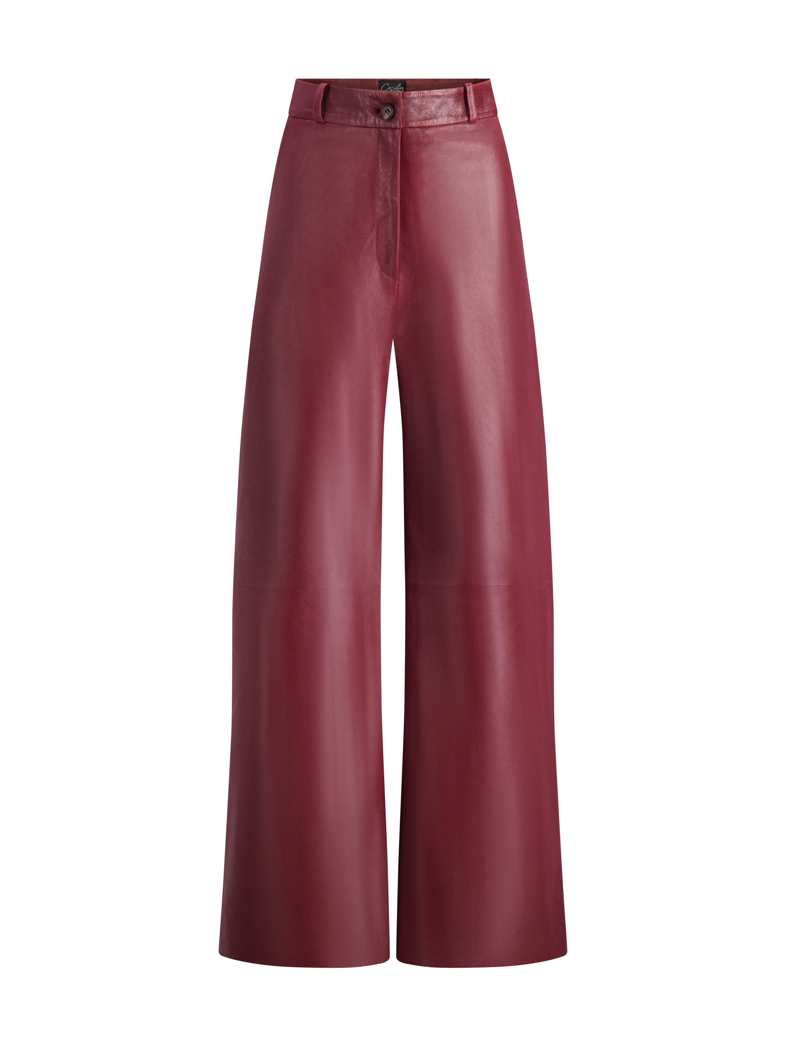 Cambon Waxy Leather Trouser | Oxblood Burgundy