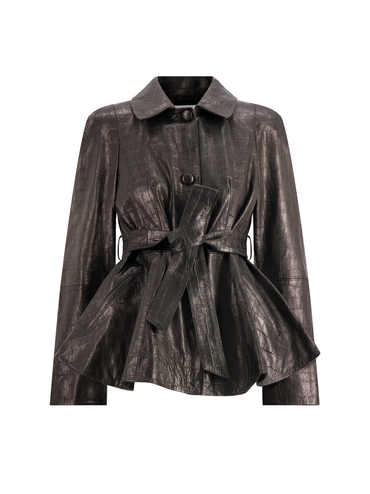Croc-Embossed Peplum Jacket