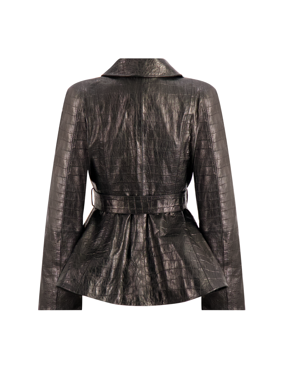 Croc-Embossed Peplum Jacket