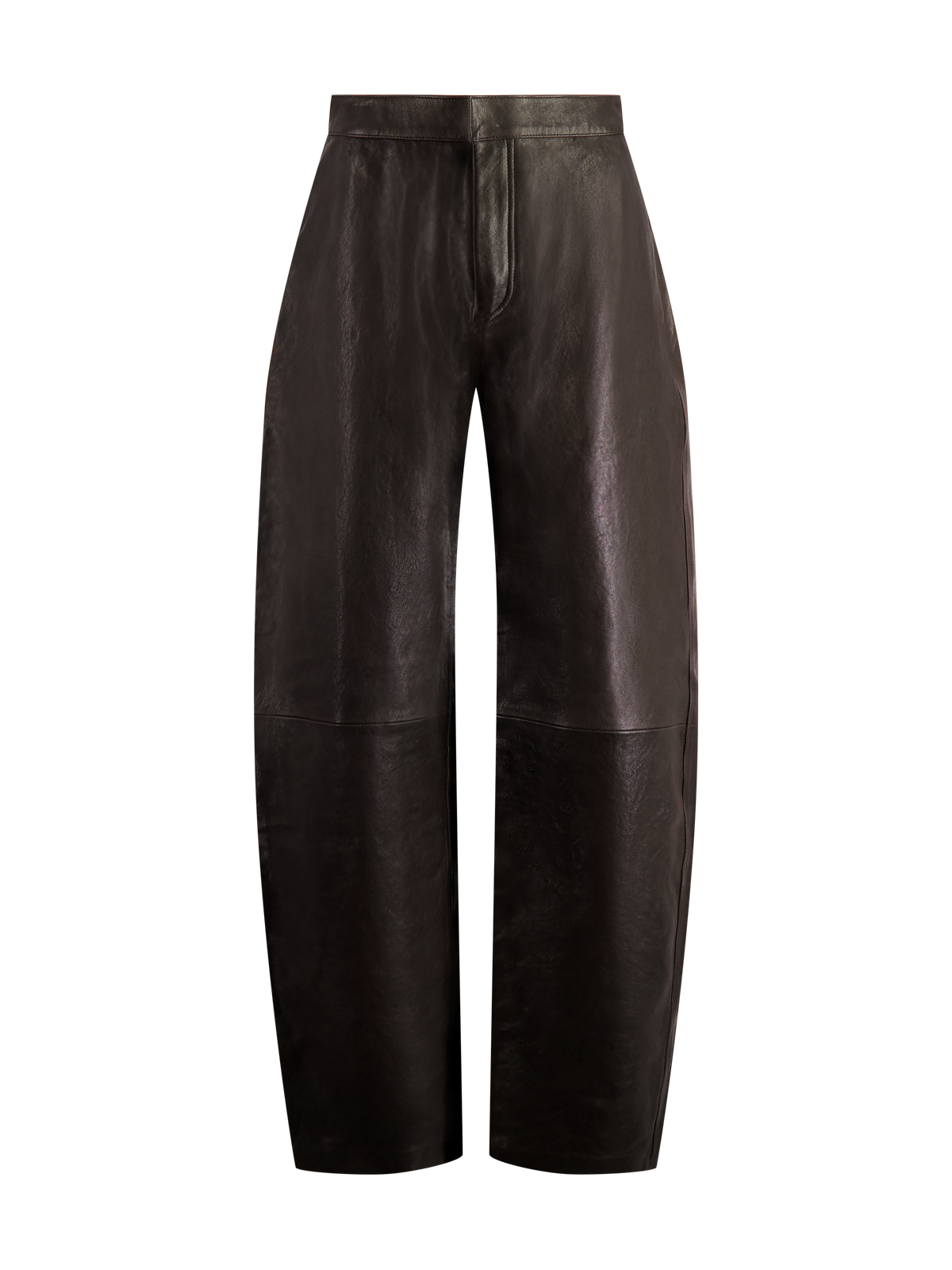 The Sculpted Barrel Leather Pants | Chocolate