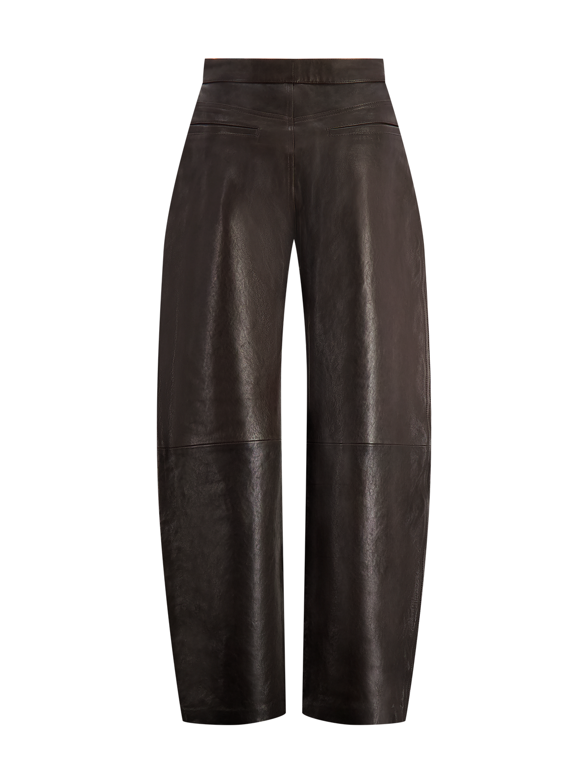 The Sculpted Barrel Leather Pants | Chocolate