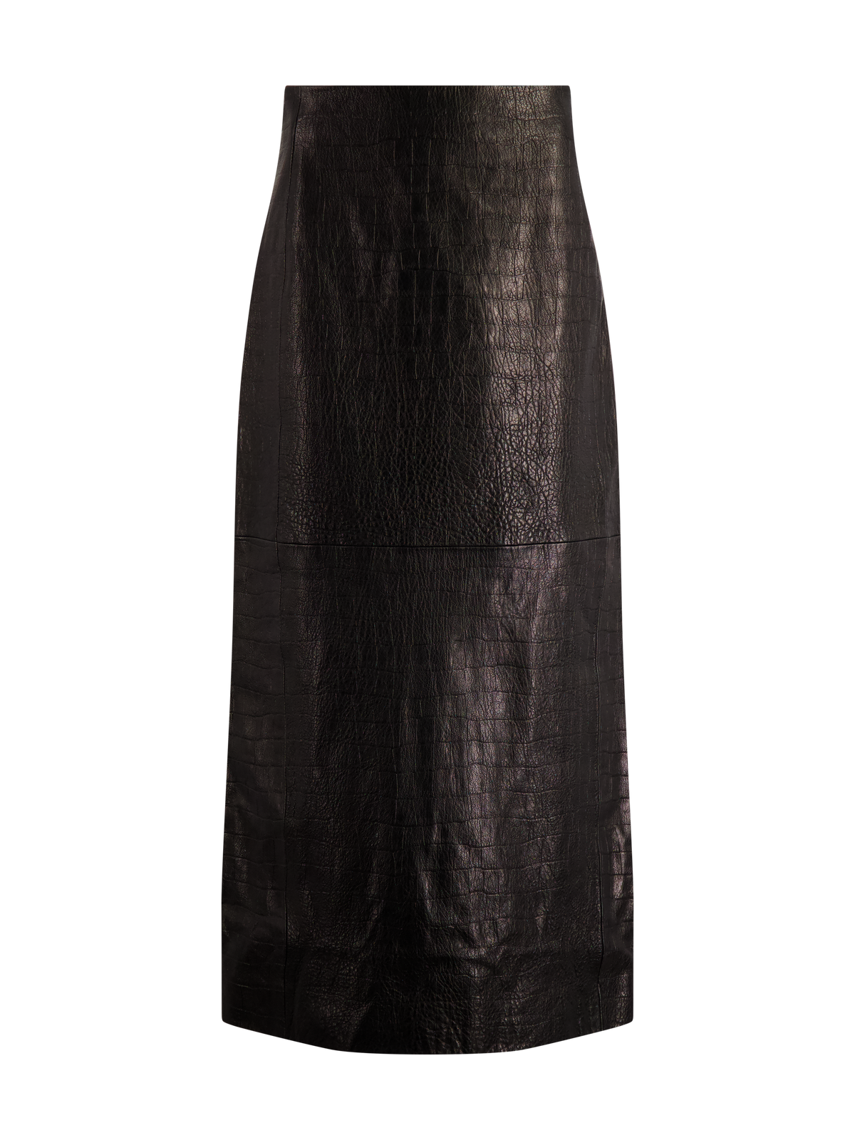 Croc-Embossed Midi Skirt