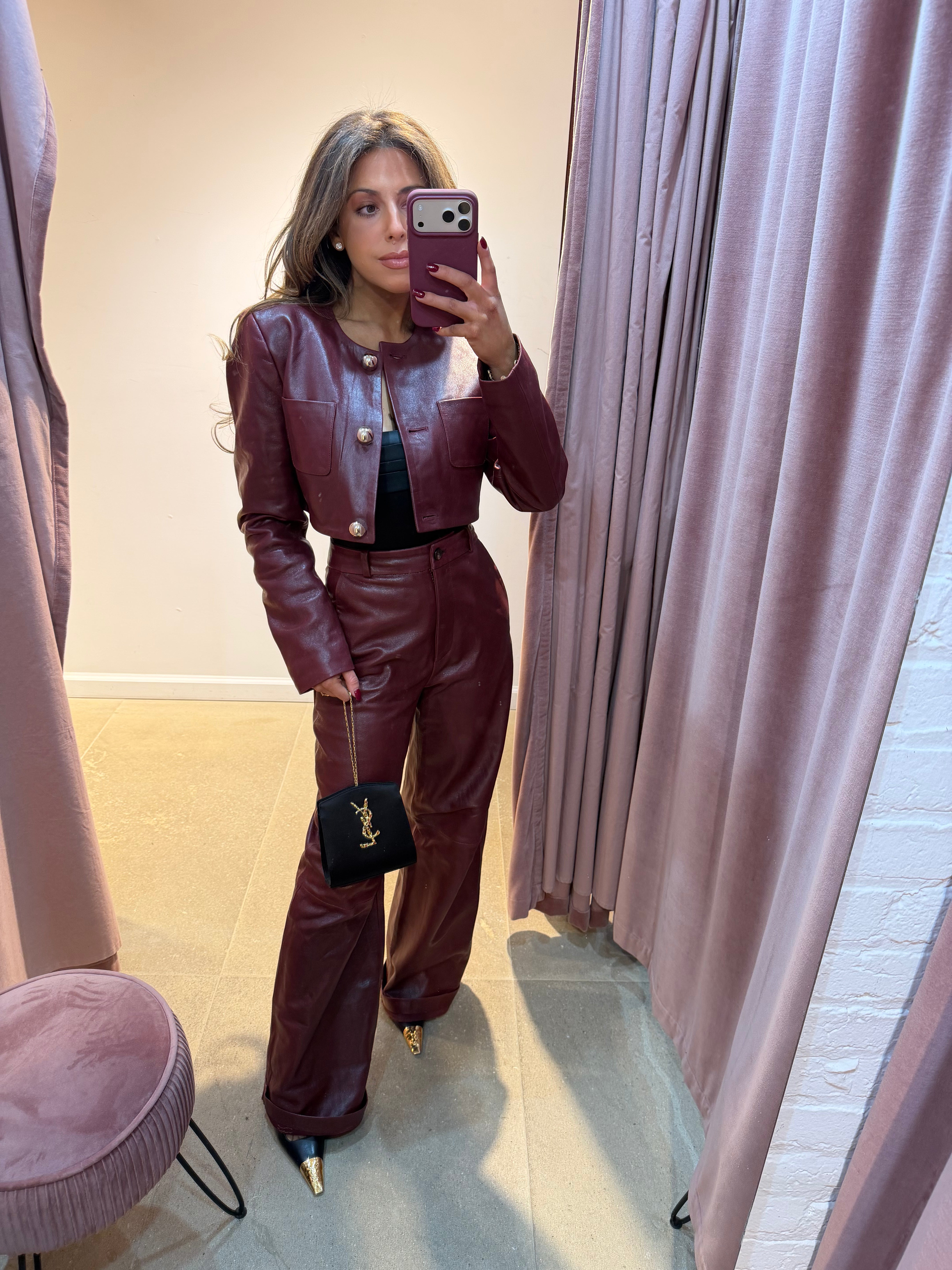 The Loulou Cropped Jacket | Oxblood Burgundy