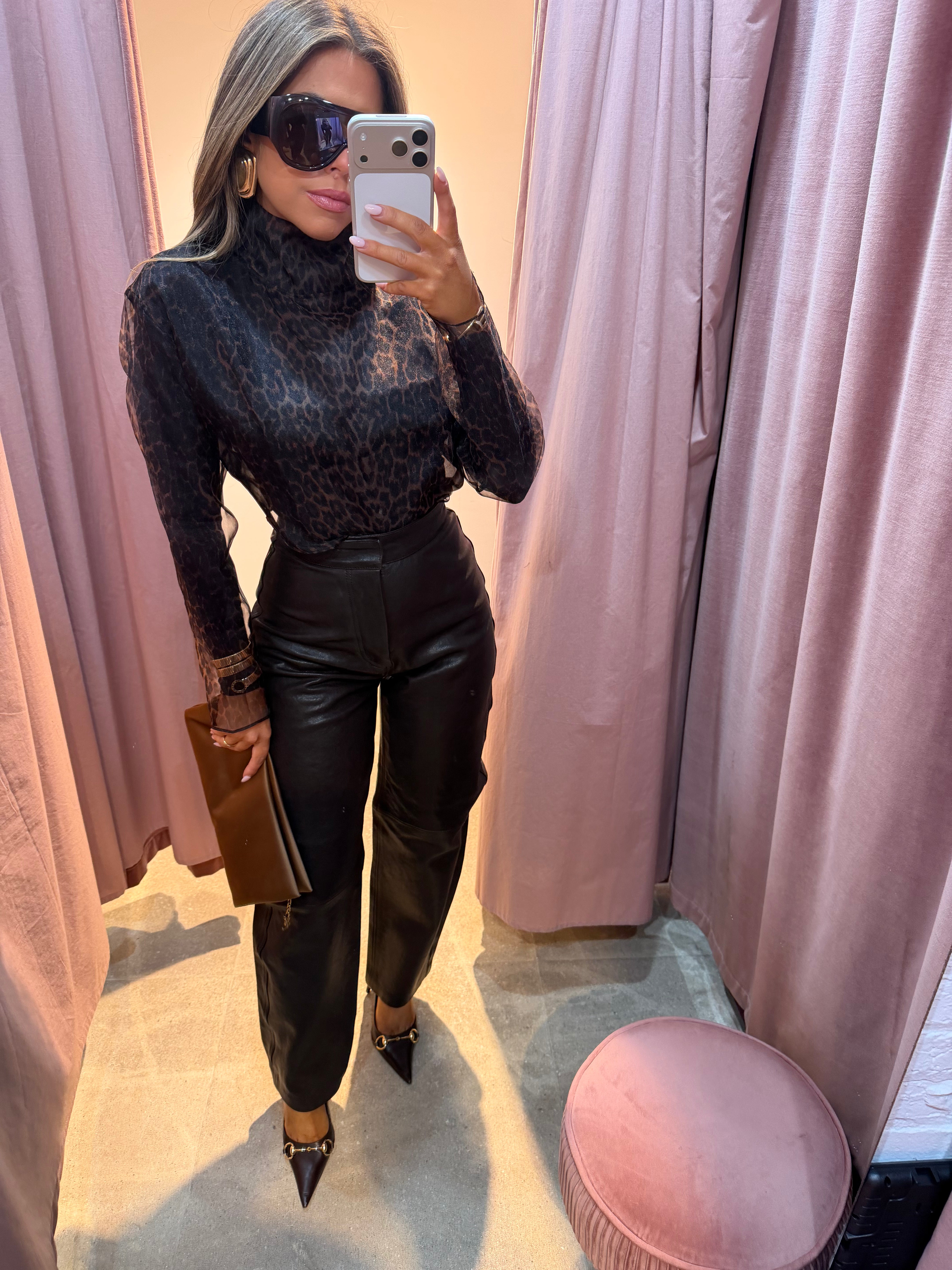 The Sculpted Barrel Leather Pants | Chocolate