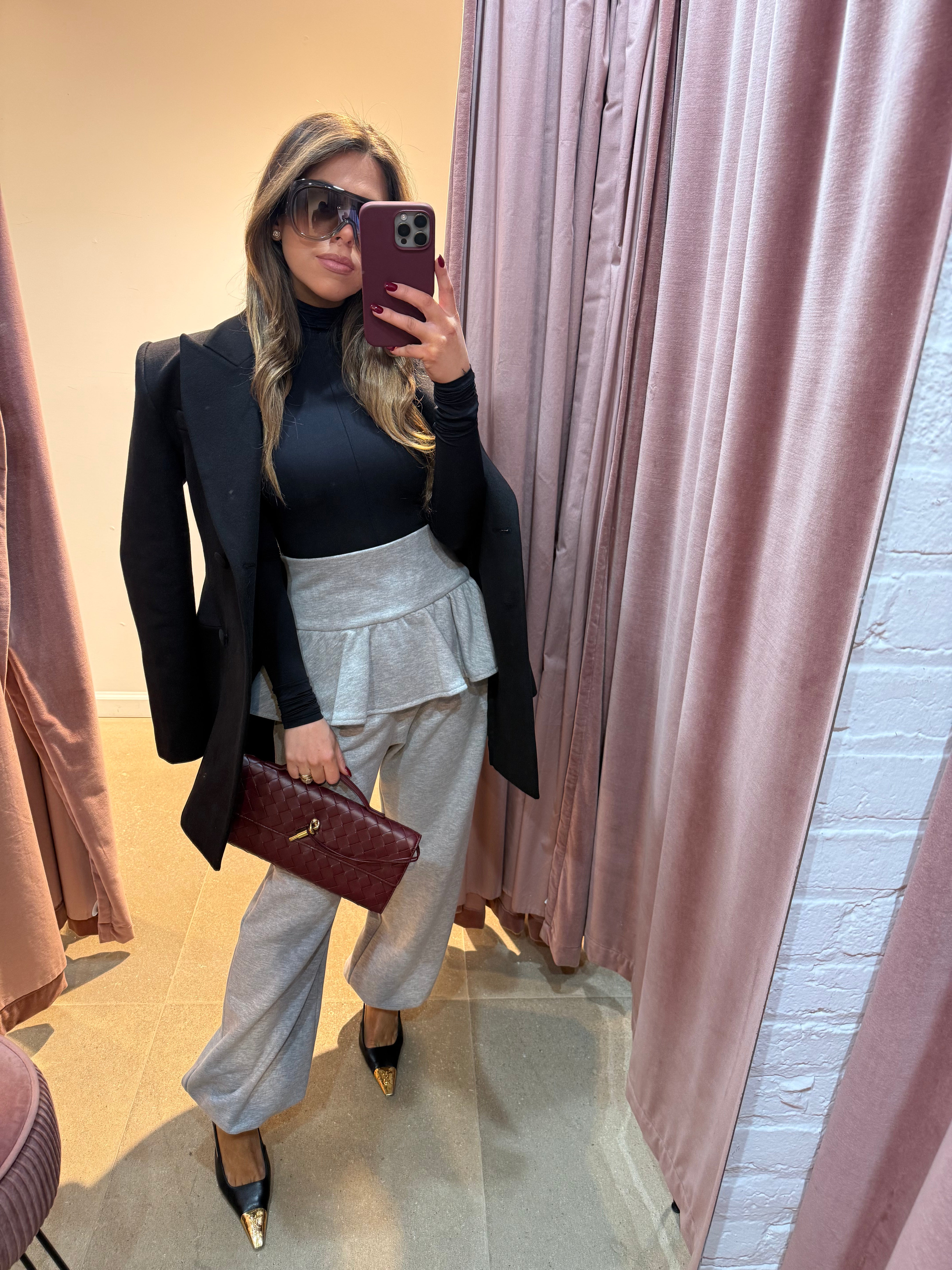 Cecilia Peplum Sweatpants | Grey