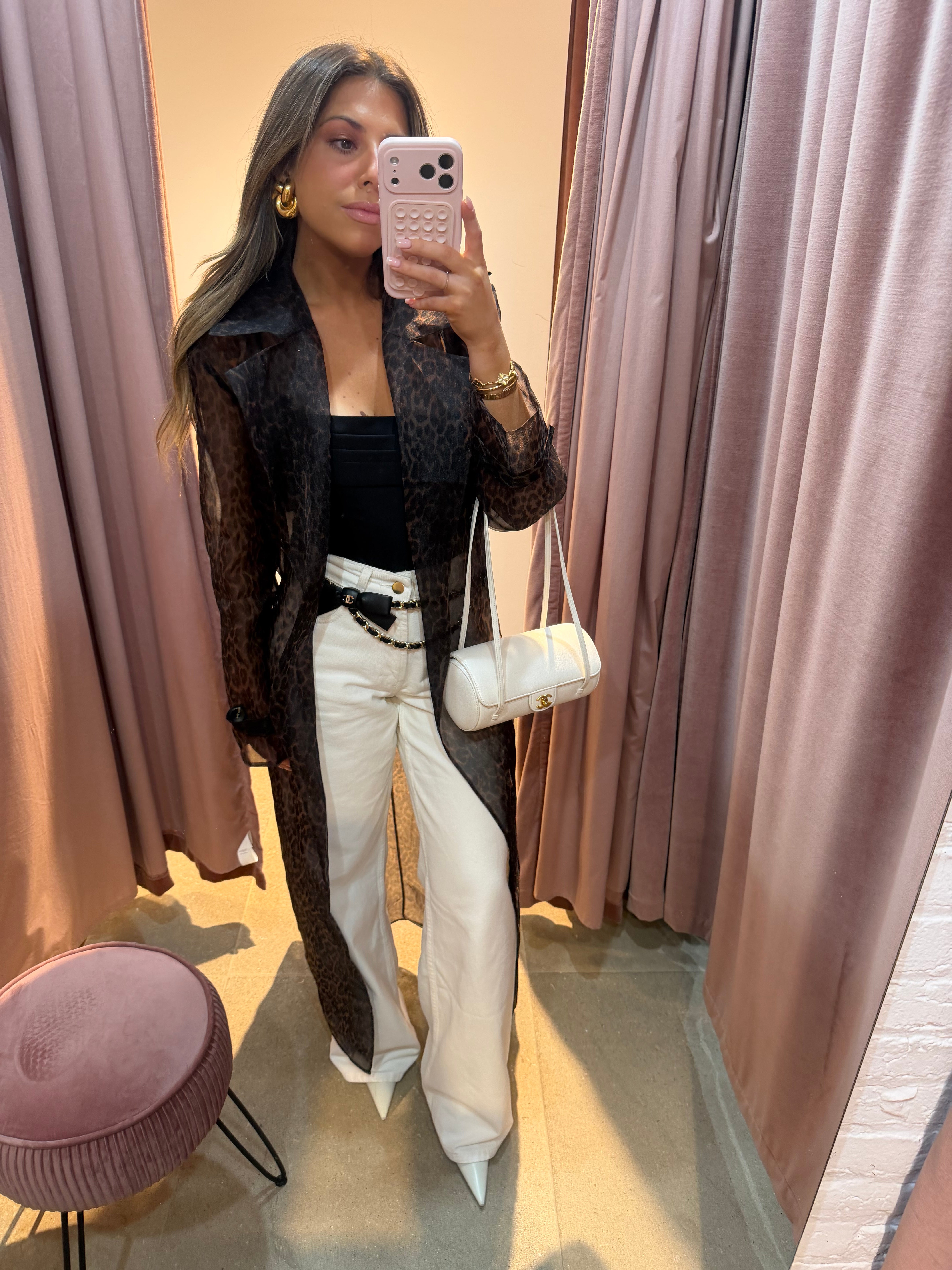 Organza Trench Coat | Leopard